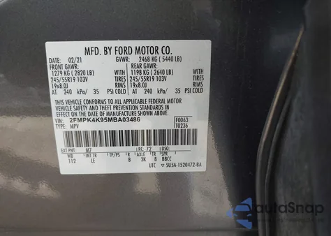 2021 Ford Edge Titanium from USA, damaged, VIN 2FMPK4K95MBA03486